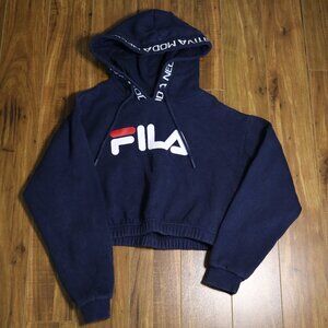 FILA Womens Graphic Crop Hoodie Jumper; Size XS